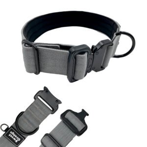 Grey Dog Collar With Metal Cobra Buckle