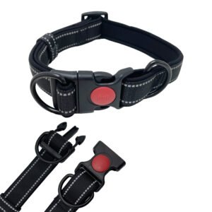 Black Reflective Nylon Webbing Dog Collar