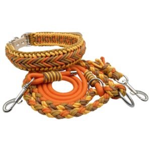 Hand Made Macrame Woven Dog Collar And Leash Set