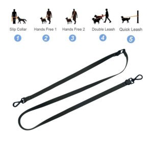 Black Biothane Waterproof Two Dog Leash