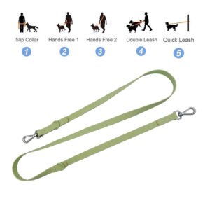 Green Long Dog Leash For Two Dogs