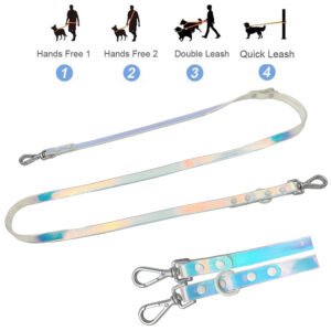 Holographic Rainbow Iridescent Waterproof PVC Dog Leash