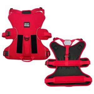 Red Heavy Duty Full Body Harness With Velcro Name Patch