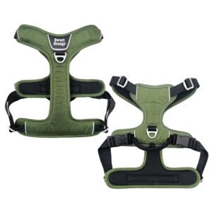Army Green Honeycomb Texture Nylon Big Dog Harness With Top Handle