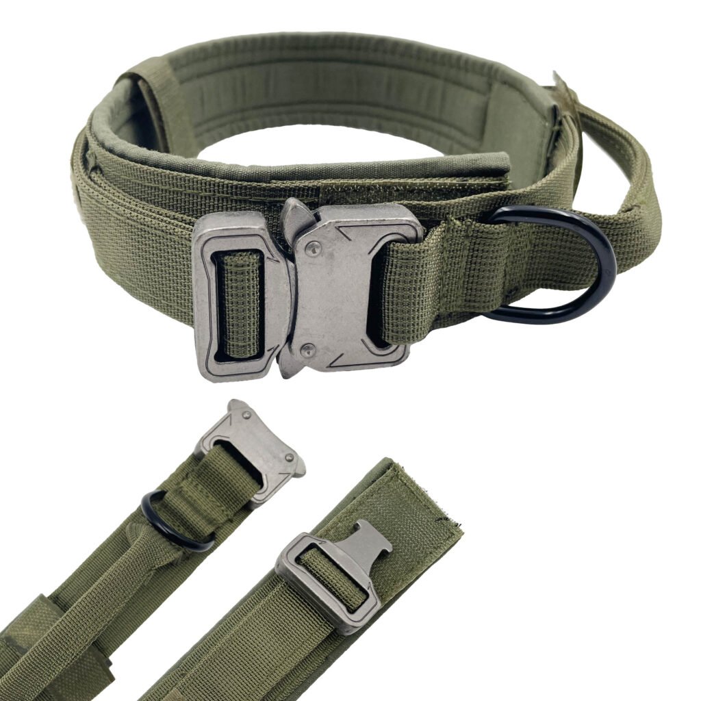 Heavy duty tactical dog collar, metal buckle adjustable pet collars wholesale