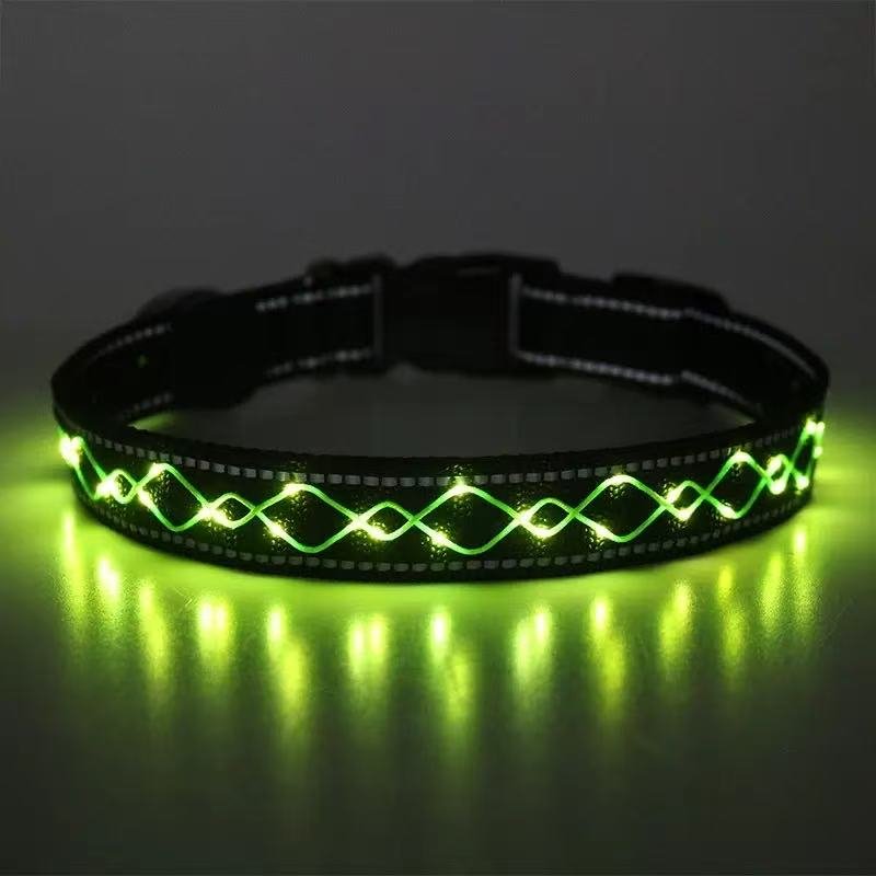 Flashing LED dog collar, high visibility night safety pet collars from manufacturer