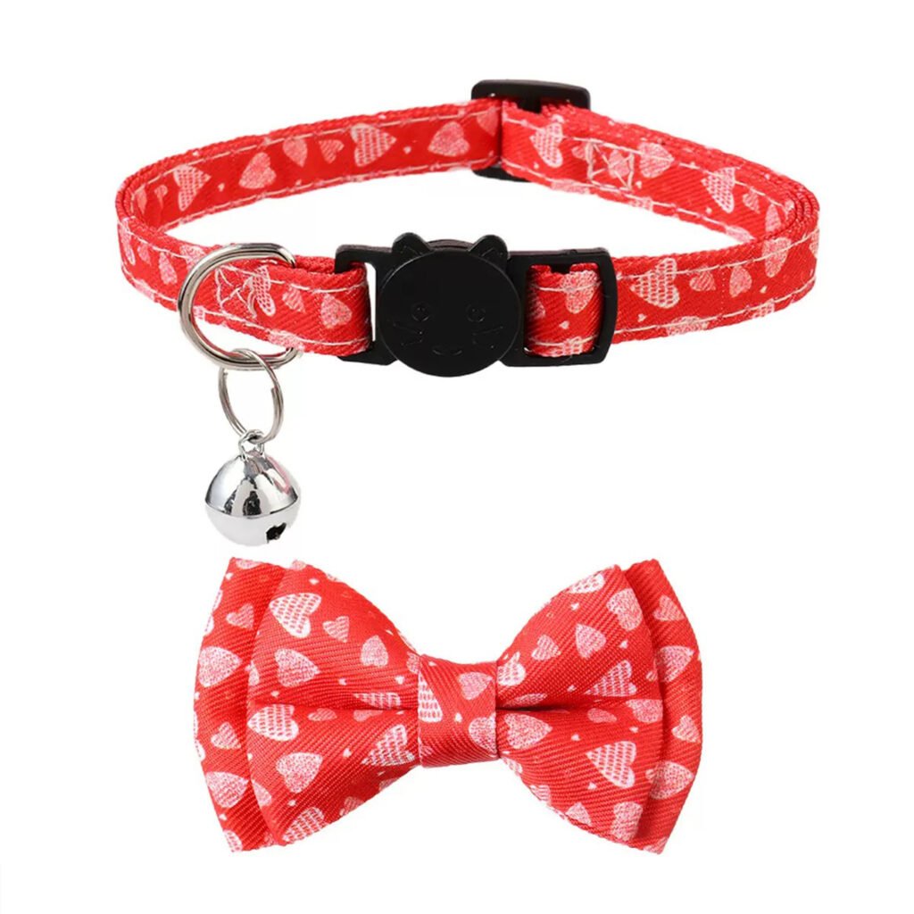 Wholesale Cute Heart Cat Collar with Bell and Bowtie, Personalized Pet Collar Manufacturer